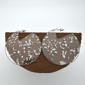 Vintage Silver Foil Acrylic Earrings